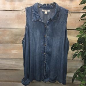 Cold Shoulder Jean Button Down